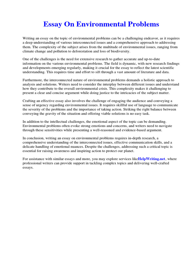 Essay On Environmental Consciousness