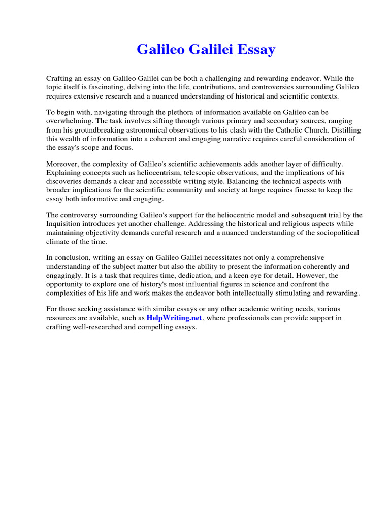 Galileo Galilei Essay Pdf Galileo Galilei Yemen