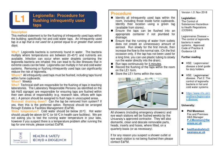 Legionella Procedure for Flushing Infrequently Used Taps PDF