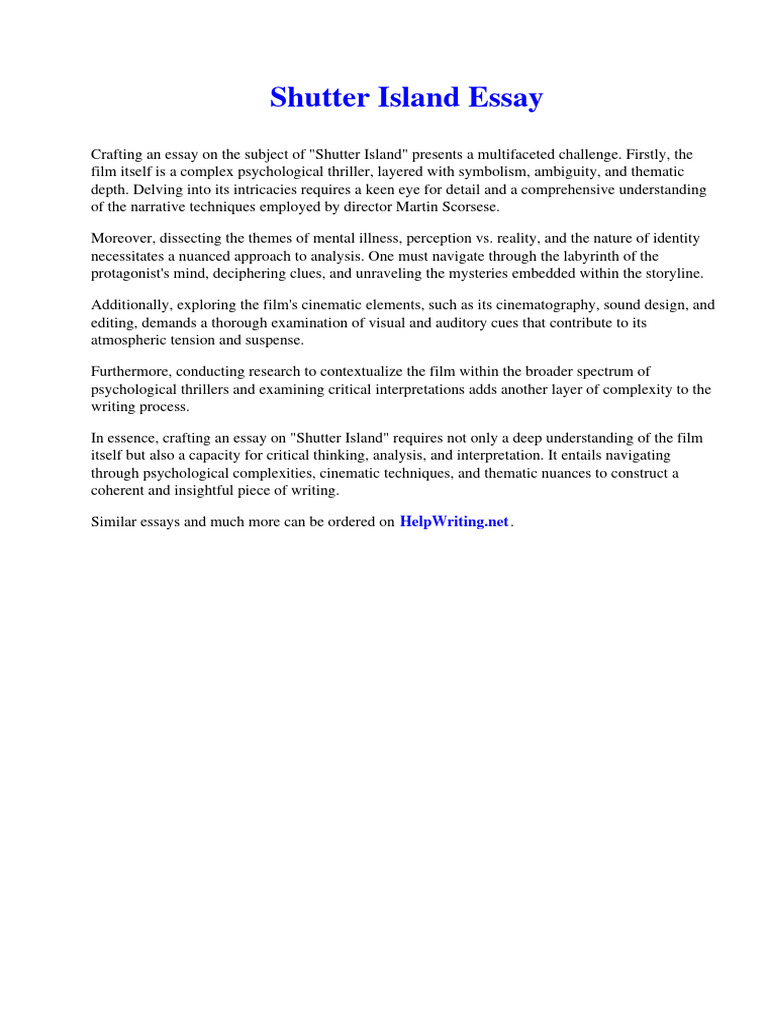Shutter Island Essay Download Free PDF Byzantine Empire Ancient Rome