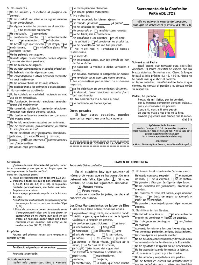 Sacramento de La Confesión para Adultos | PDF | Pecado | eucaristía