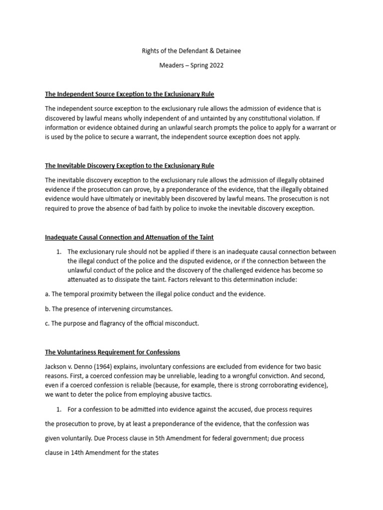 Defendant Rights | Download Free PDF | Miranda Warning | Confession (Law)