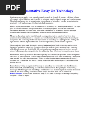 Argumentative Essay on Technology
