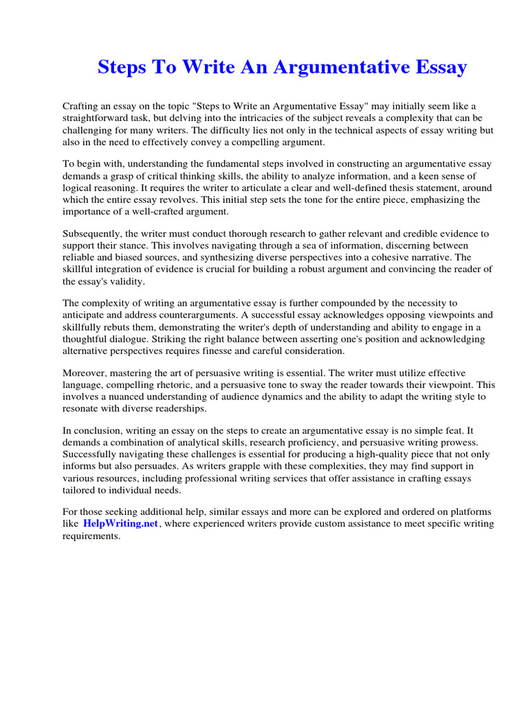 Steps To Write An Argumentative Essay | PDF | Cirrhosis | Survey ...