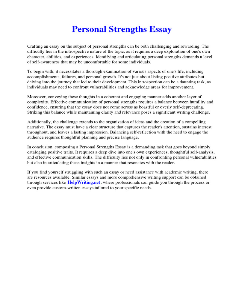 Personal Strengths Essay | PDF