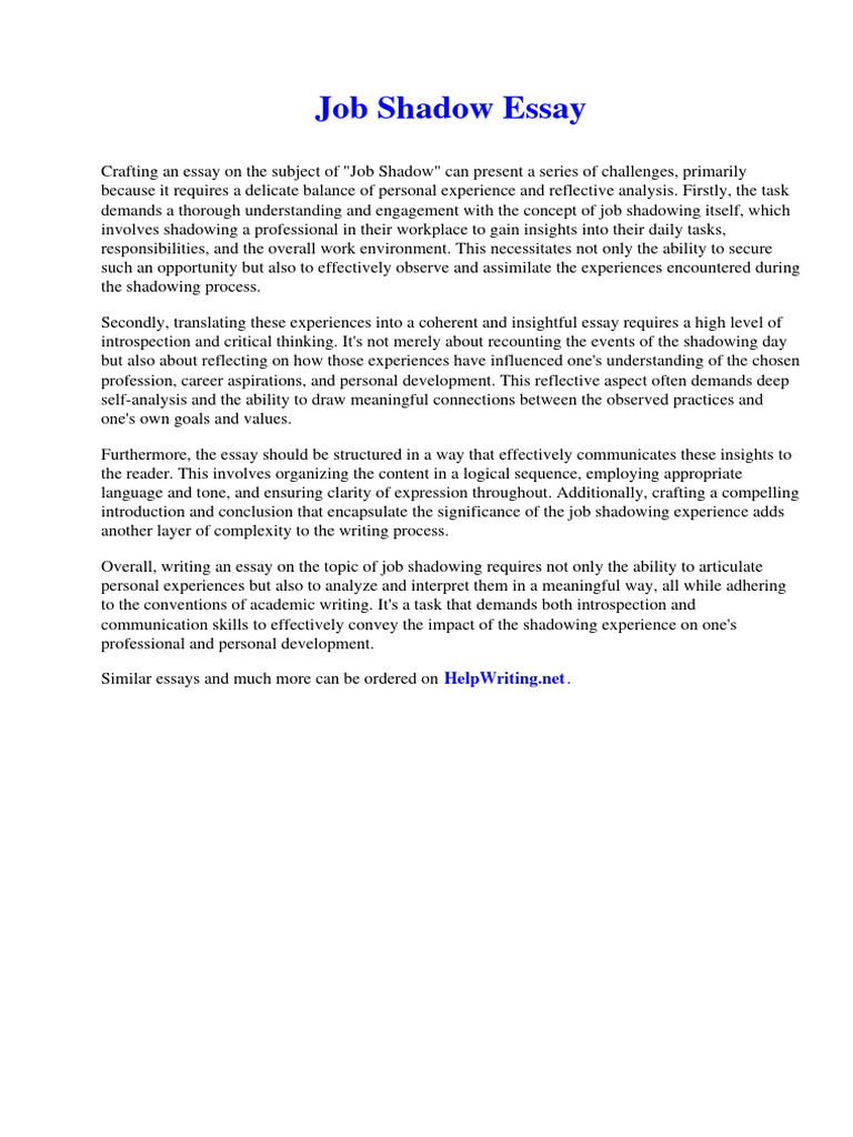 Job Shadow Definition