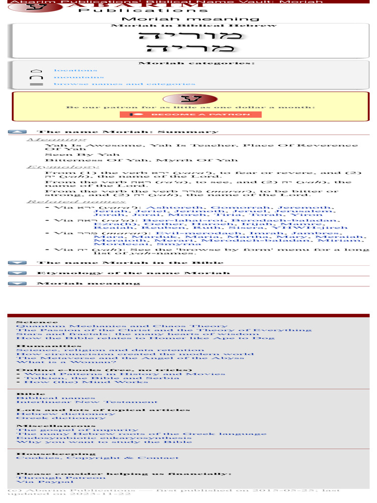 Moriah The Amazing Name Moriah Meaning and Ety PDF Bible