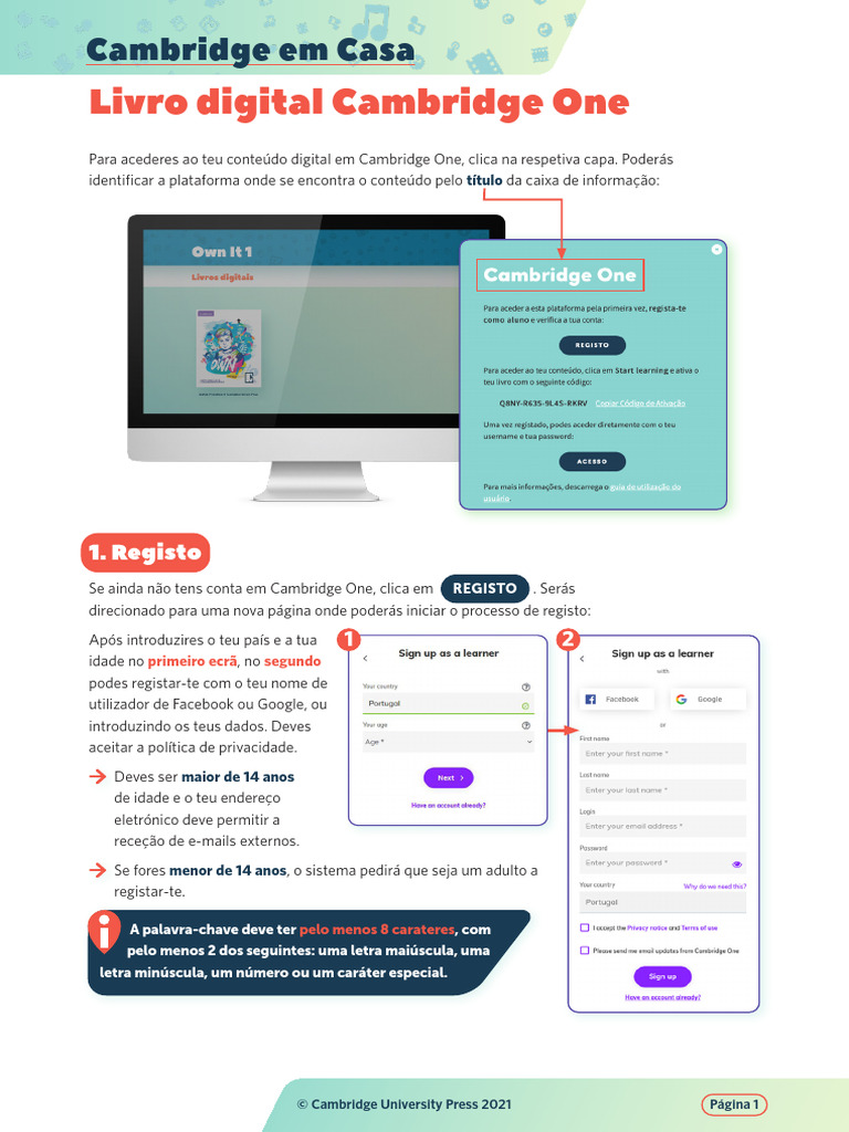Acesso e Registro no Cambridge One | PDF | Caixa alta e caixa baixa ...