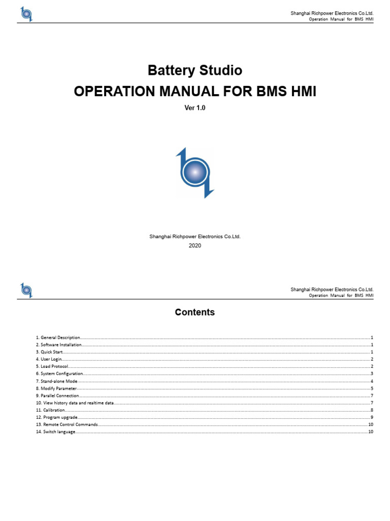 BMS HMI Operation Manual | PDF | User Interface | Menu (Computing)