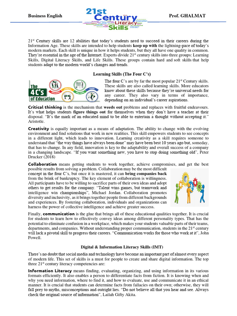 21st century skills | PDF | Communication | Nonverbal Communication