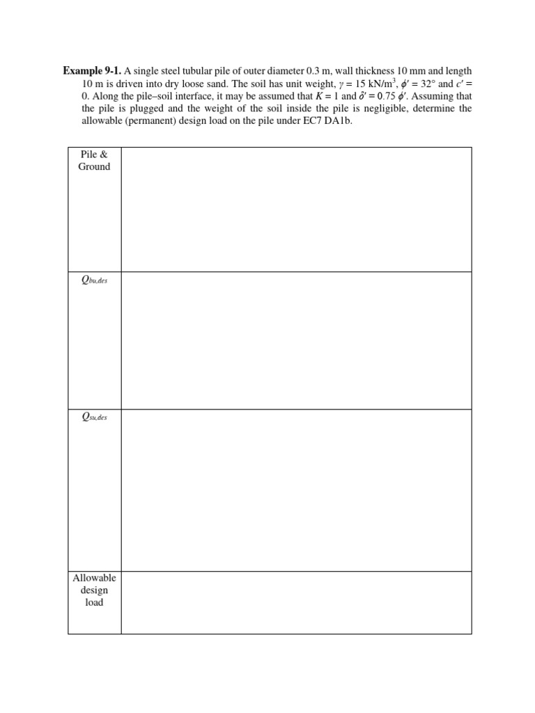 Examples Ch 9 Deep Foundations Pdf Deep Foundation Soil Mechanics