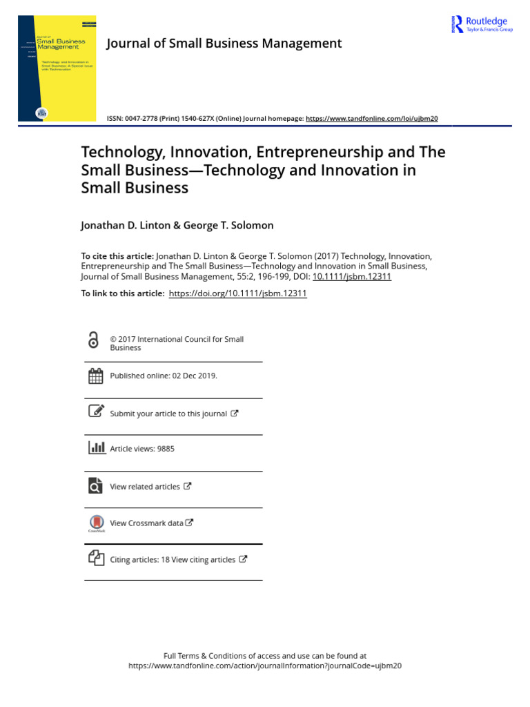 Technology and Innovation in Small Business | PDF | Innovation ...