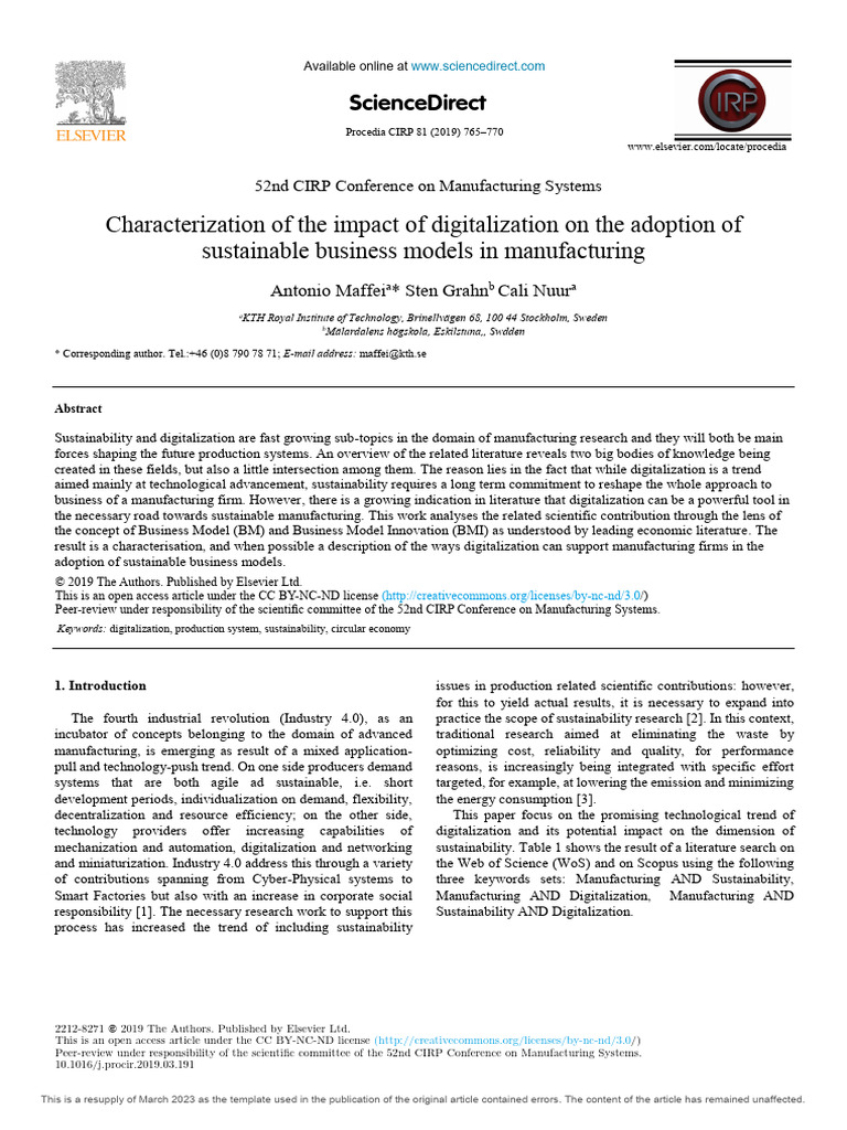The Impact of Digitalization On The Adoption of | PDF | Sustainability ...