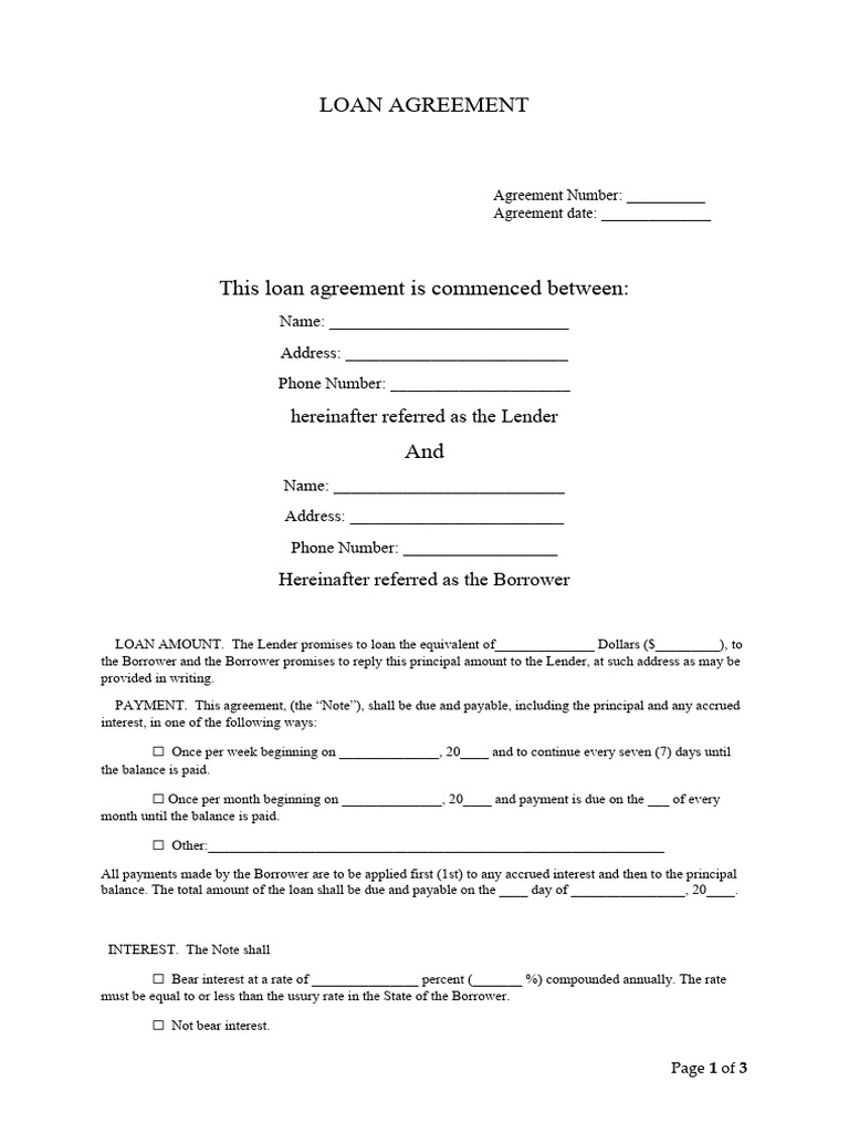 Loan Agreement Template 05 | Download Free PDF | Loans | Interest