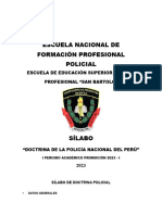 Silabo Desarrollado Doctrina Policial Ets PNP San Bartolo 2023