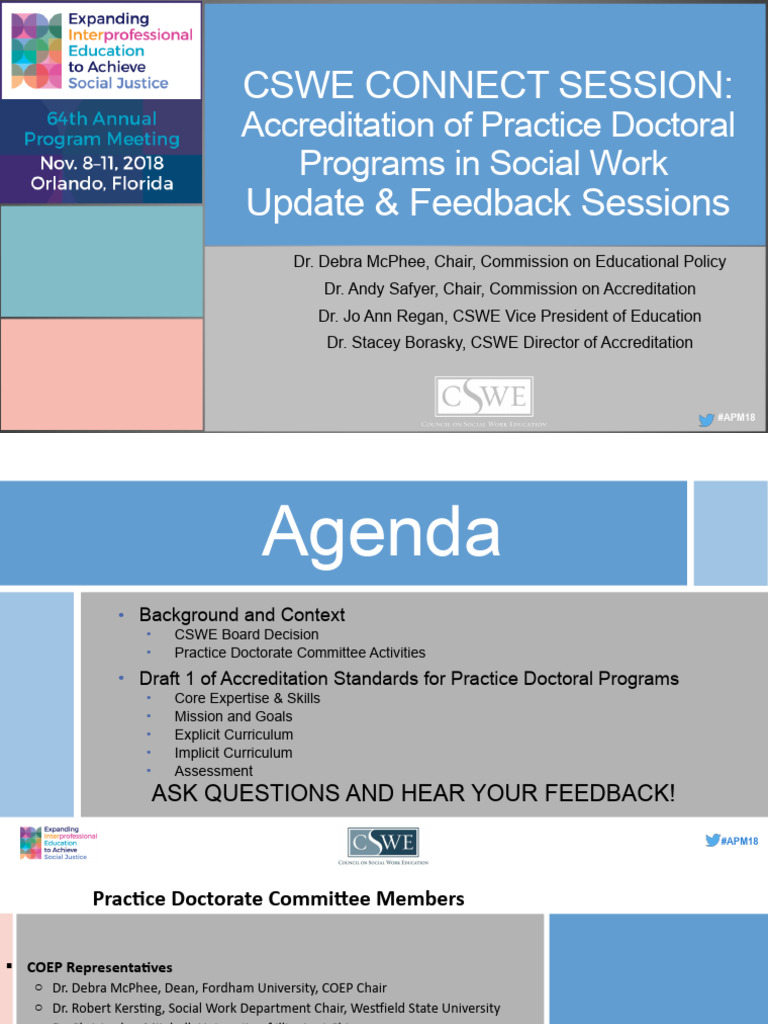 CSWE APM Feedback Session 2018 On Practice Doctoral Program
