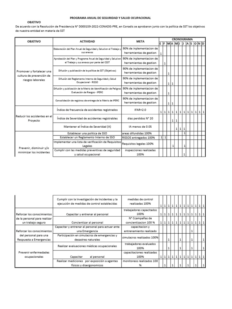 Programa Anual de Seguridad y Salud en El Trabajo | PDF