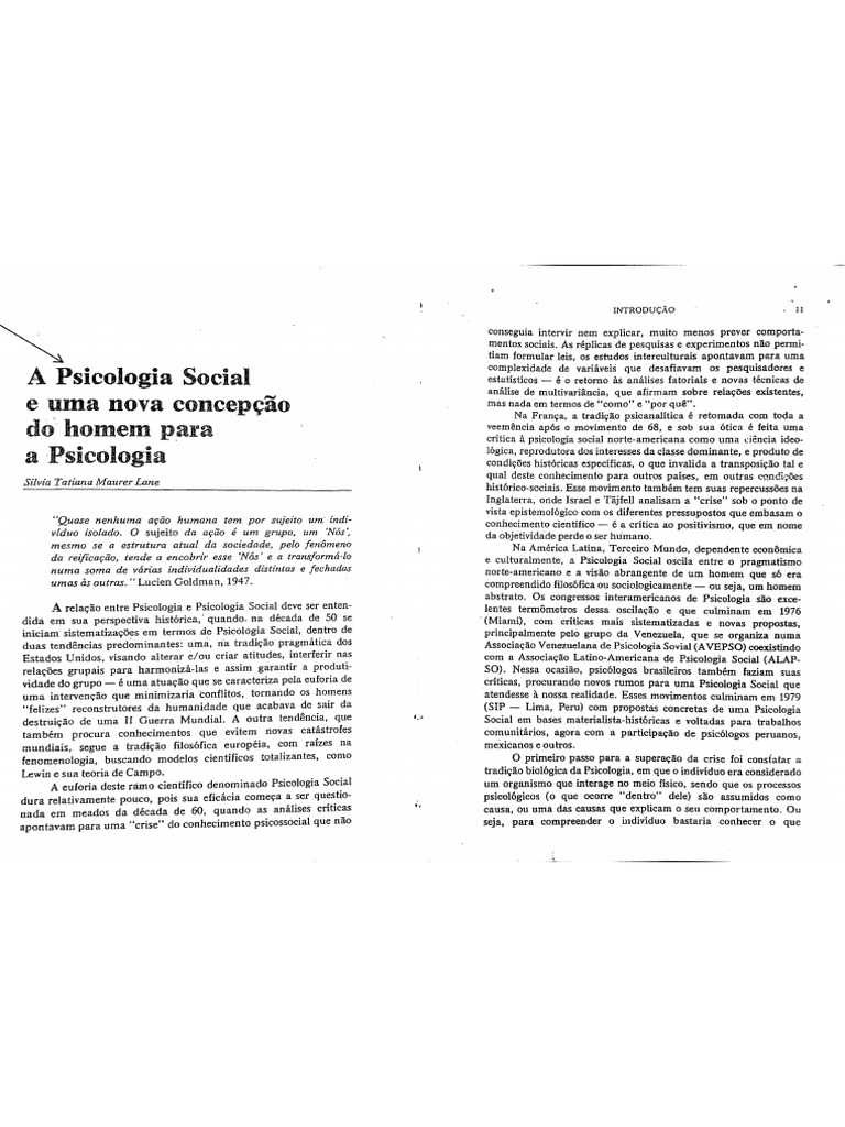 02 1 lane s t m a 1984 a psicologia social e uma nova concep o