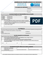 Transferência de Lotação A Pedido Do Servidor Requerimento