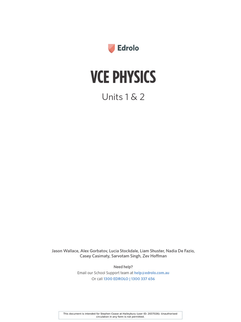 Edrolo VCE Physics Units 1&2 2023 PDF Radioactive Decay Electrical Network