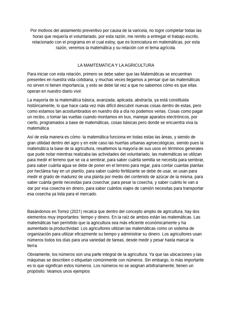 Matemáticas en la Agricultura Urbana | PDF | Agricultura | Siembra
