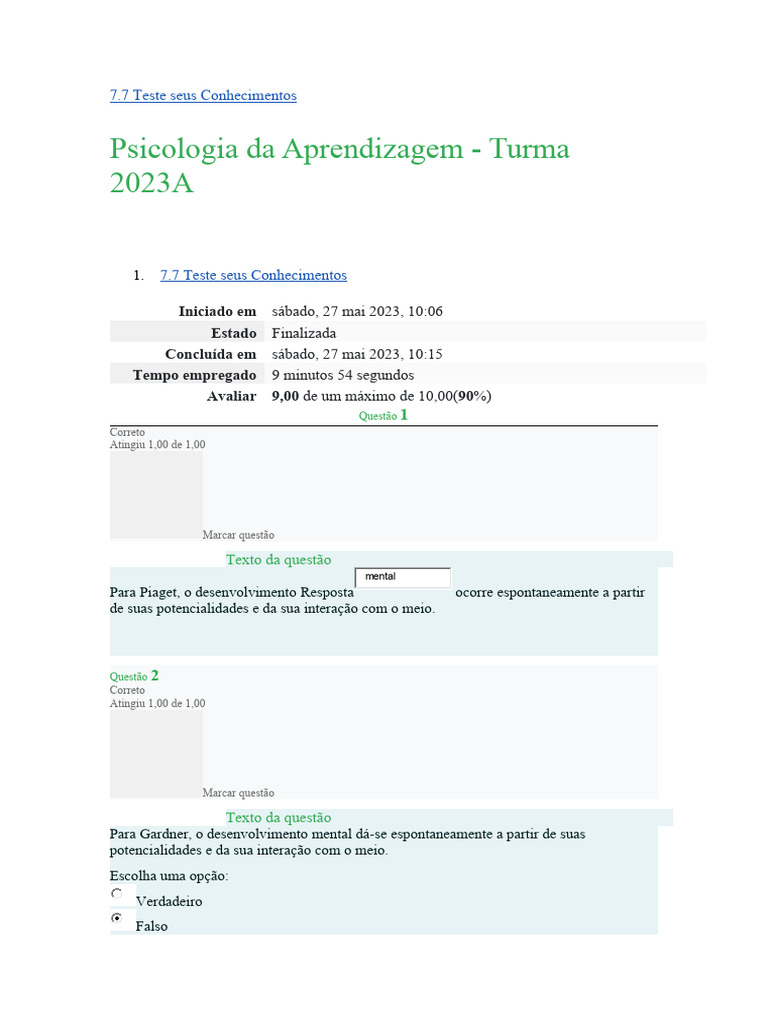 Teorias da Aprendizagem e Desenvolvimento | PDF | Aprendizado ...
