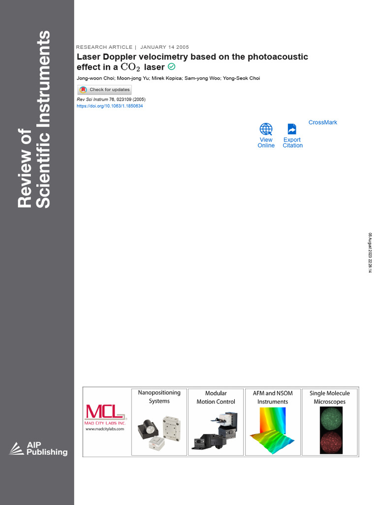 2005Laser Doppler Velocimetry Based On The Photoacoustic Effect in A