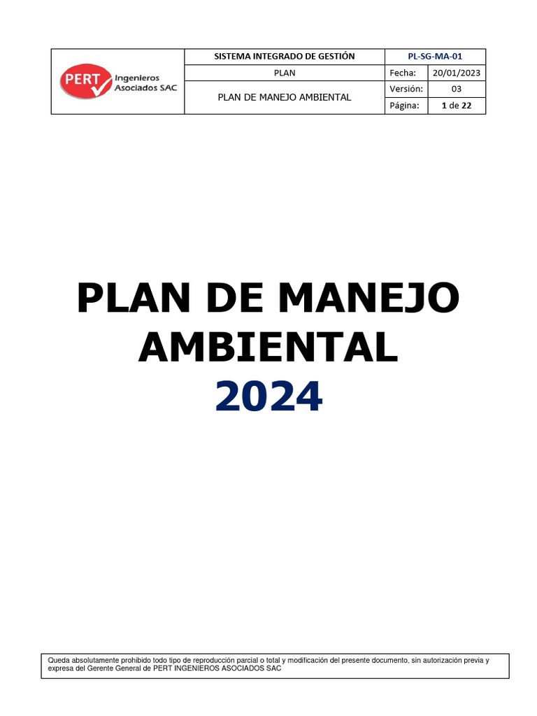 PL-SG-MA-01 v3 Plan de Manejo Ambiental | PDF | Residuos | Entorno natural