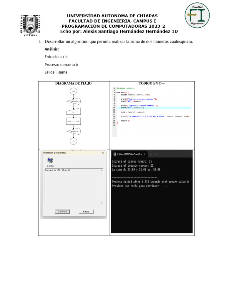 Algoritmos y C++ para Cálculos Básicos | PDF | Programación de ...