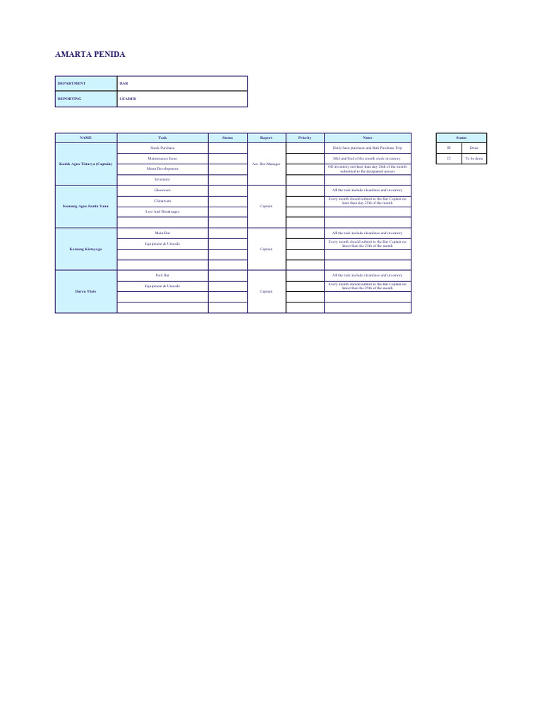 Employee Task List Templates | PDF