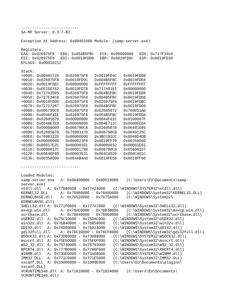 Crash Info Pdf Components Microsoft Software