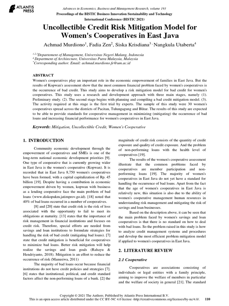 Atlantis Press - Uncollectible Credit Risk Mitigation | PDF | Credit ...