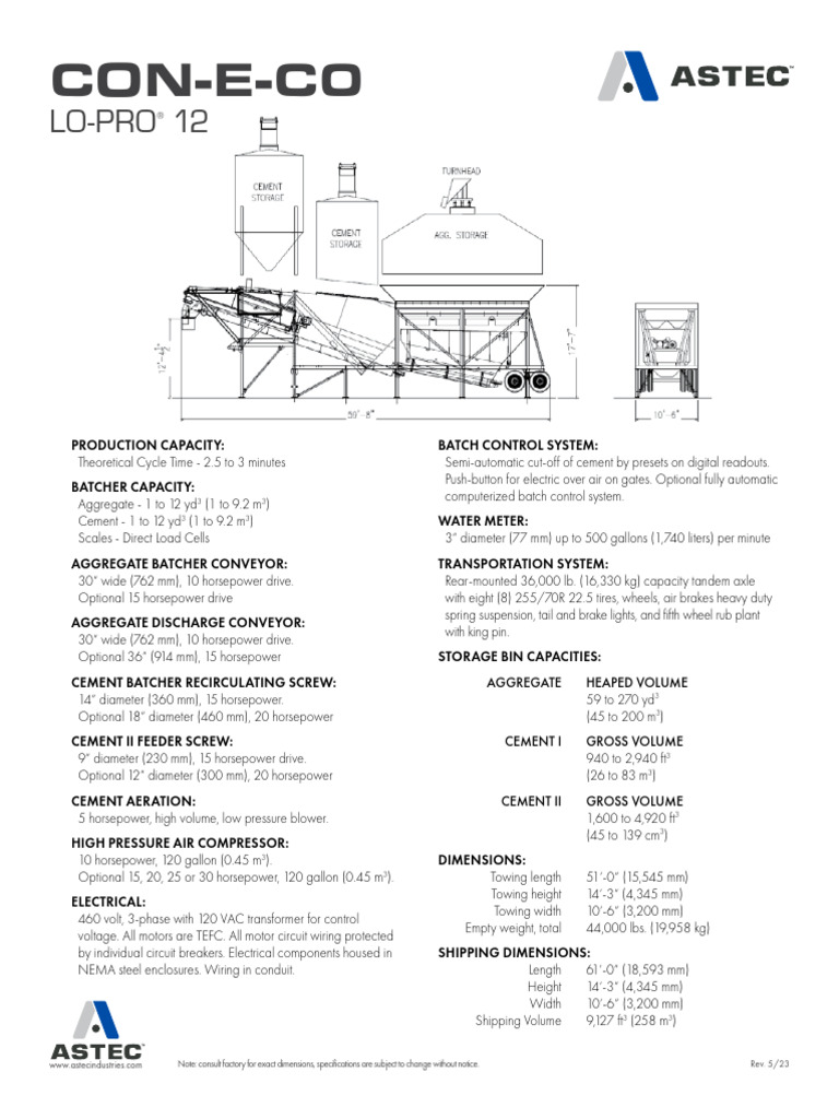 Concrete Batching Plant Specifications | PDF | Horsepower | Electric Power