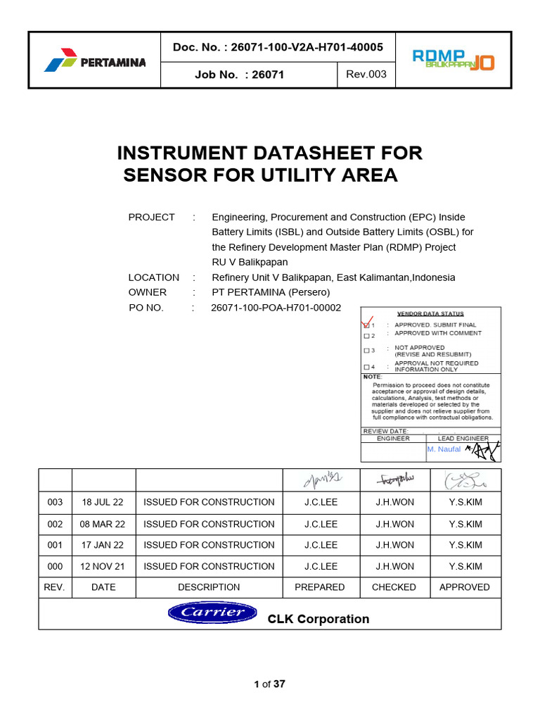 Refinery Sensor Datasheet | PDF | Voltage | Sensor