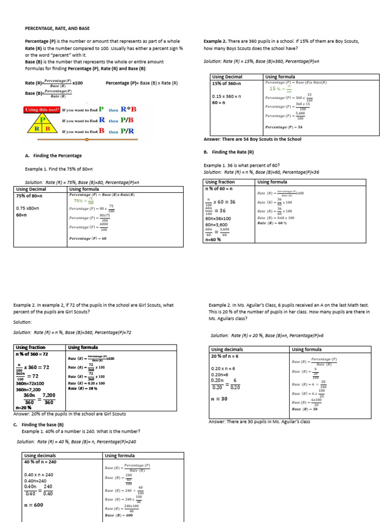 Grade 6 Percentage Rate Basics | PDF