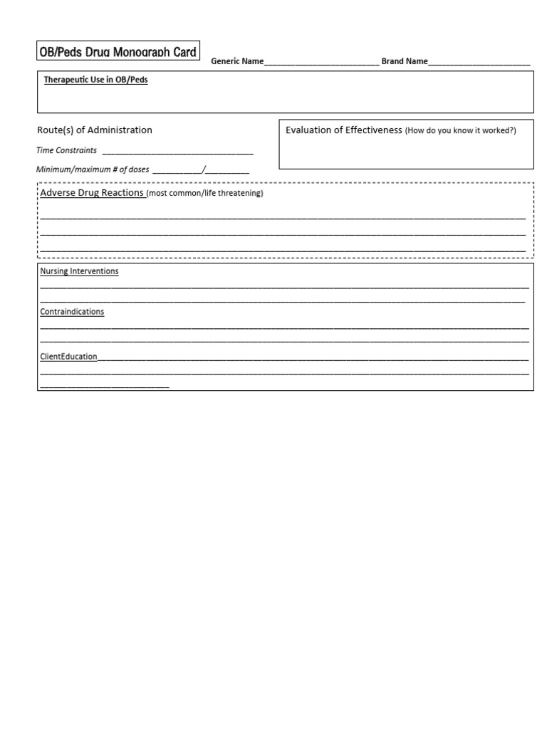OB PEDS Drug Card | PDF | Drugs | Products Of Chemical Industry