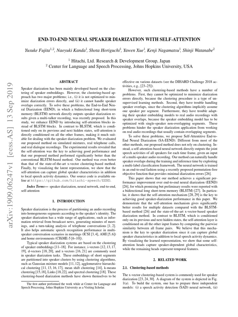 Self-Attention for Neural Speaker Diarization | PDF | Artificial Neural ...