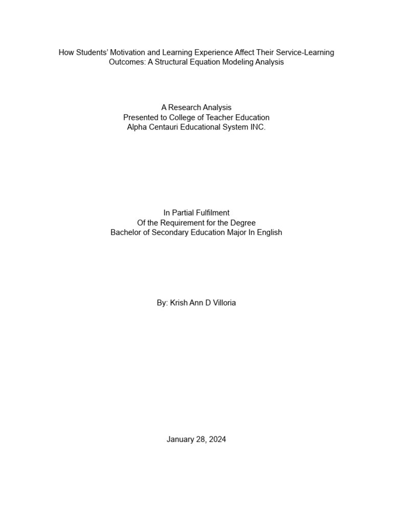 Impact of Motivation on Service-Learning Outcomes | PDF | Service ...