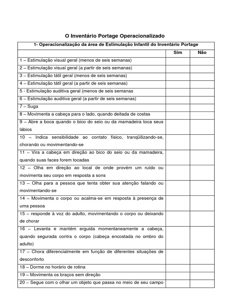 Guia Portage - Inventário Operacionalizado - Diferente | PDF | Caixa ...