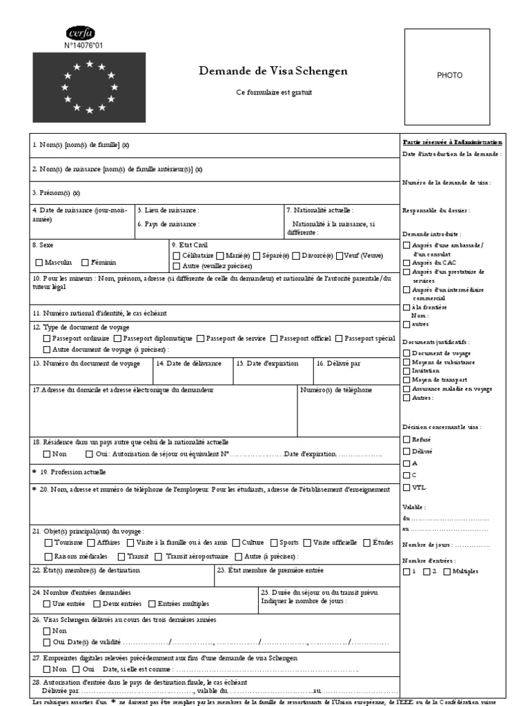 Formulaire Cs Schengen 2 Passeport Visa Document