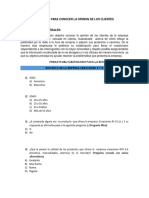 Cuestionario para Conocer La Opinion de Los Clientes y Ejemplo de Tabulacion