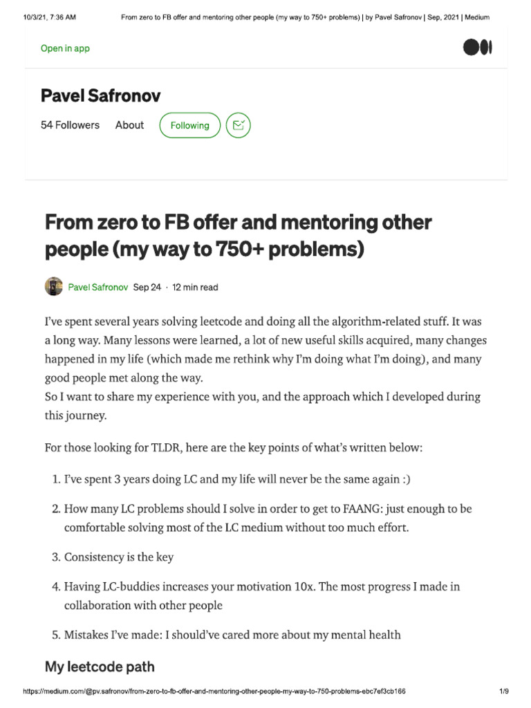From Zero To FB Offer and Mentoring Other People (My Way To 750 ...