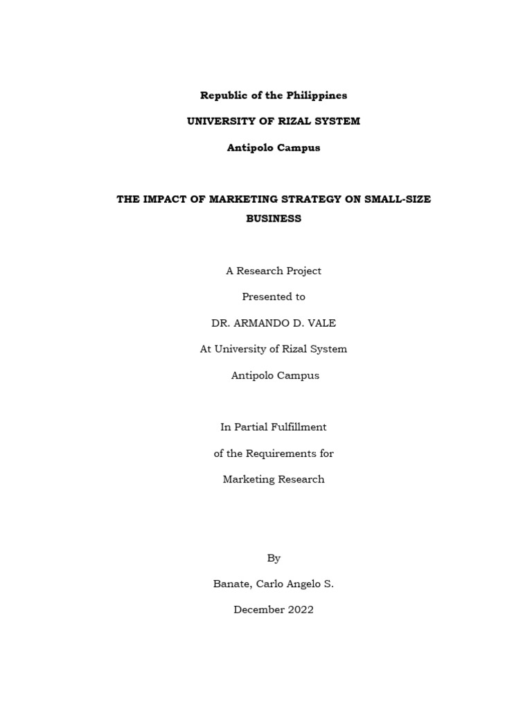 The impact of marketing strategy on small size business pdf survey