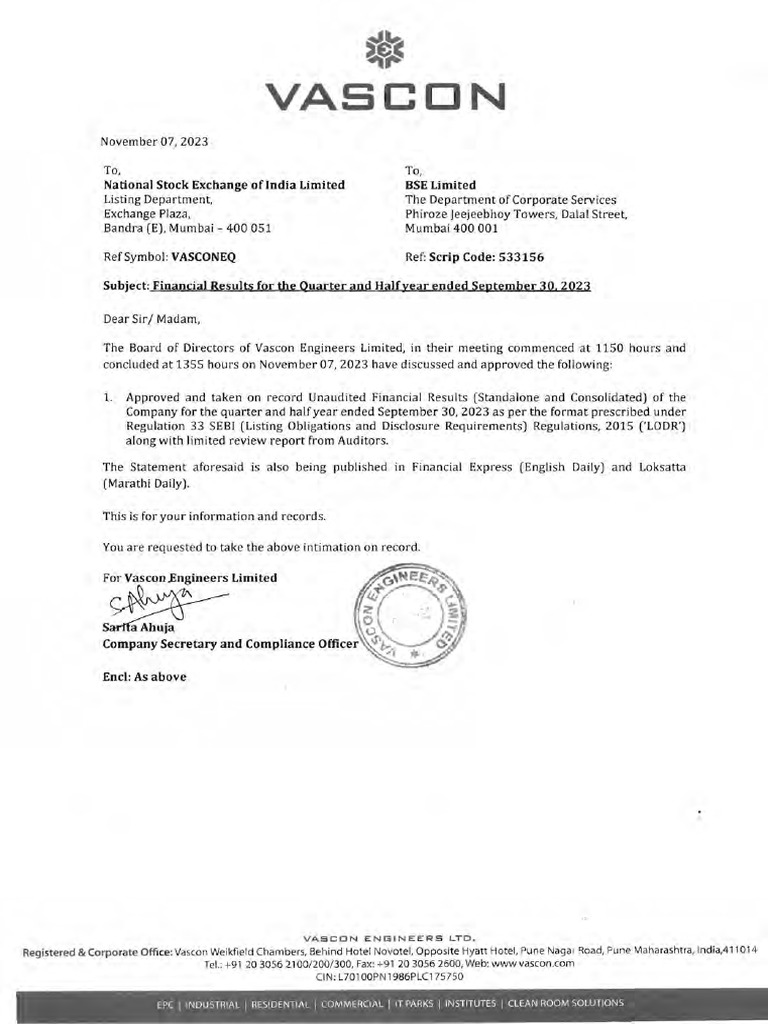 Quarterly results q2 fy 24 pdf equity finance audit