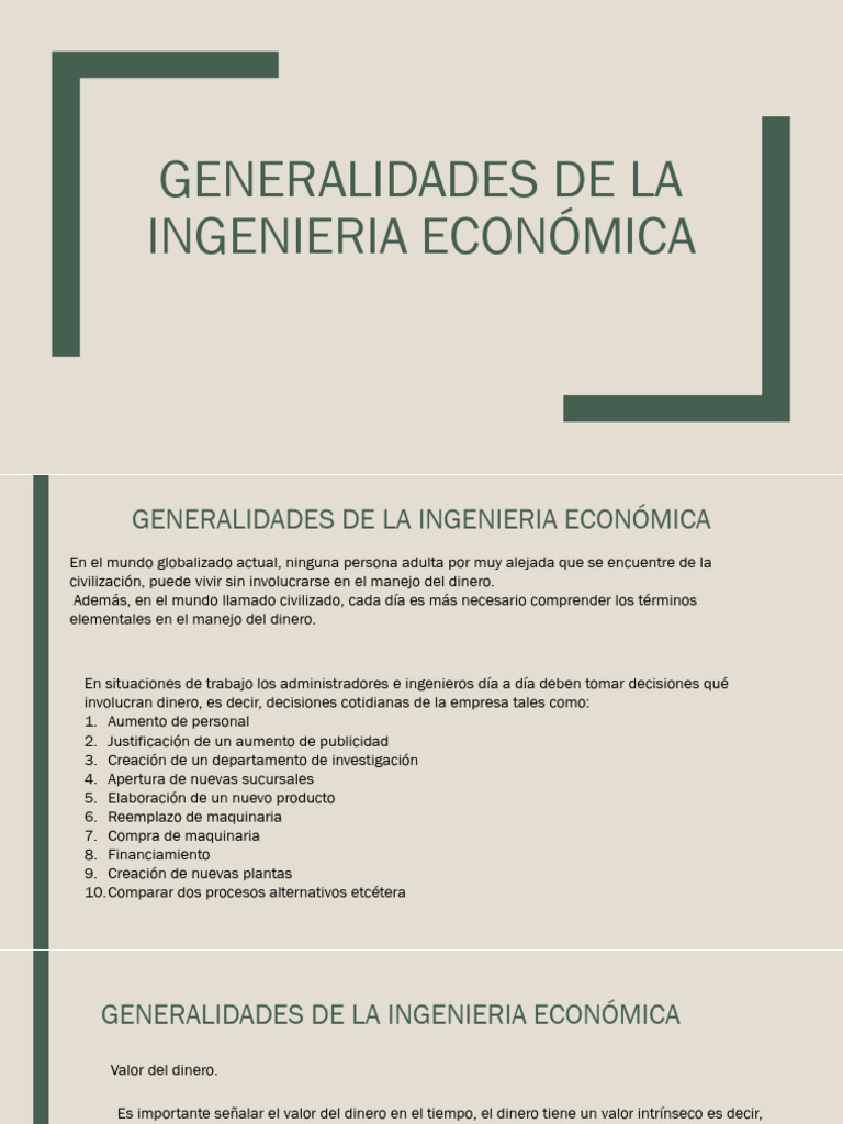Generalidades de Ingenieria Economica | PDF | Inflación | Dinero
