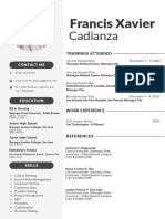 Cadianza, Francis Xavier R. - Resume