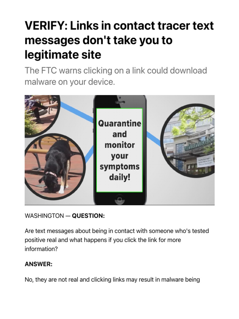 VERIFY - No, Contact Tracer Texts Message | PDF | Federal Trade ...