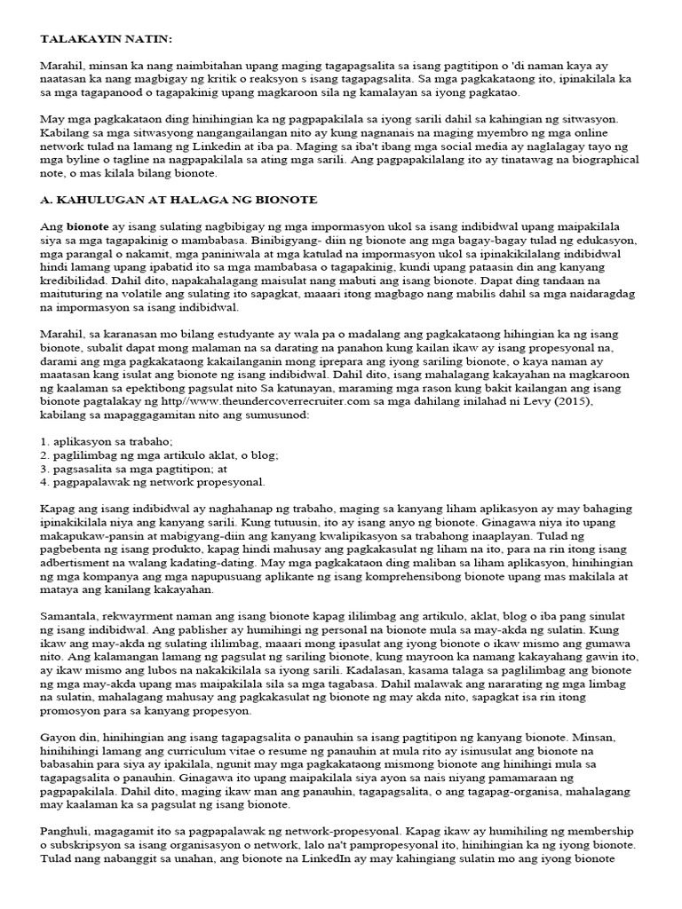 Bionote Module | PDF