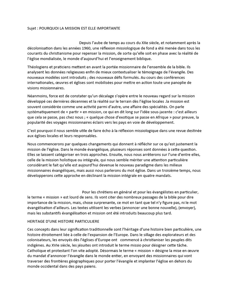 La Mission de L'église. | PDF | Église chrétienne | Jésus