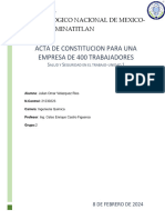 Acta de Constitución de La Comisión de Seguridad e Higiene de Una Empresa Con 400 Trabajadores